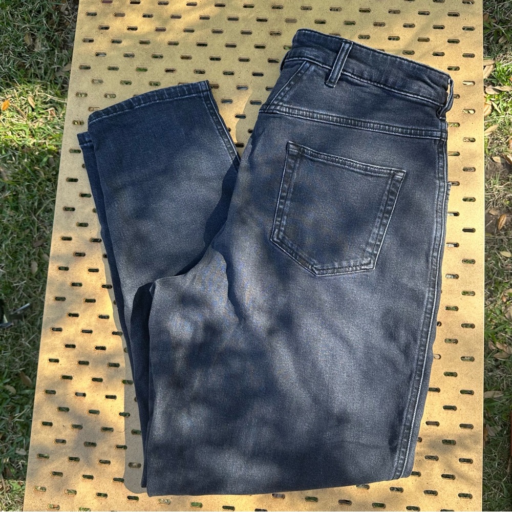 Wrap London Black Barrel Style High Rise Western Jeans Slim Tummy Accents